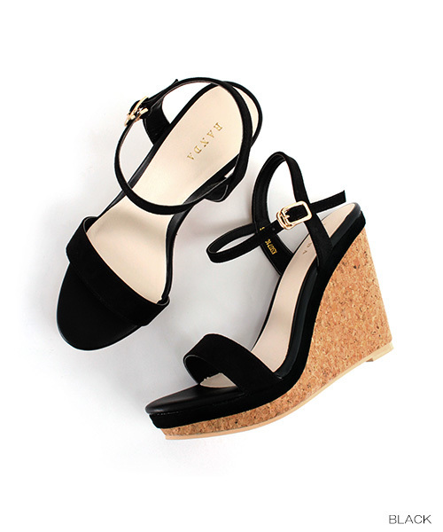 RANDA（ランダ）の「アンクルストラップコルクウェッジサンダル（サンダル・レディース・レッド/ブラック/グレー/グリーン/シルバー・L/LL/M/S/SS）」の2枚目の写真