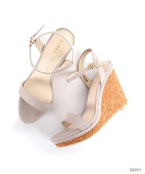 RANDA（ランダ）の「アンクルストラップコルクウェッジサンダル（サンダル・レディース・レッド/ブラック/グレー/グリーン/シルバー・L/LL/M/S/SS）」の9枚目の写真