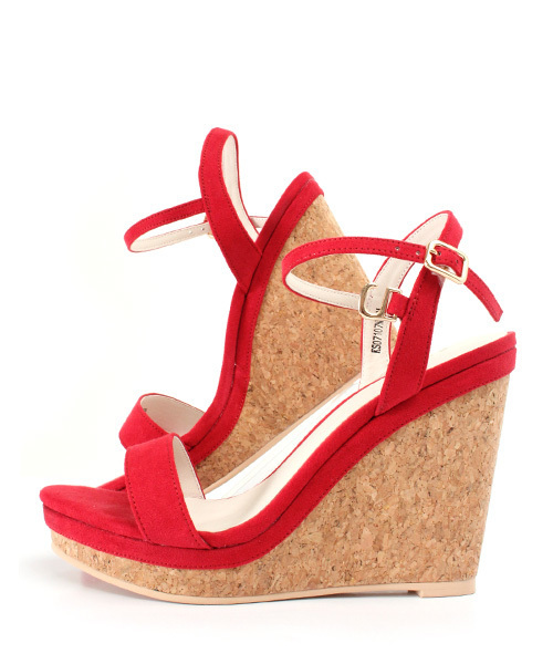 RANDA（ランダ）の「アンクルストラップコルクウェッジサンダル（サンダル・レディース・レッド/ブラック/グレー/グリーン/シルバー・L/LL/M/S/SS）」の7枚目の写真