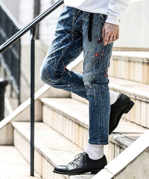 MR.OLIVE | SUPER STRETCH INDIGO DENIM / SPLASH  CRAFT ANKLE CUT SLIM PANTS(デニムパンツ)