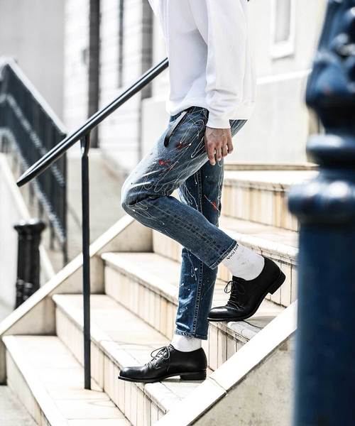 MR.OLIVE（ミスターオリーブ）の「SUPER STRETCH INDIGO DENIM / SPLASH  CRAFT ANKLE CUT SLIM PANTS（デニムパンツ・メンズ・インディゴブルー・SMALL/MEDIUM/LARGE）」の3枚目の写真
