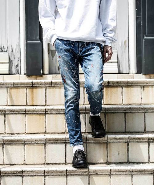 MR.OLIVE（ミスターオリーブ）の「SUPER STRETCH INDIGO DENIM / SPLASH  CRAFT ANKLE CUT SLIM PANTS（デニムパンツ・メンズ・インディゴブルー・SMALL/MEDIUM/LARGE）」の4枚目の写真