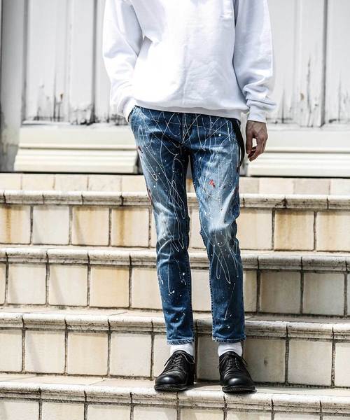 MR.OLIVE（ミスターオリーブ）の「SUPER STRETCH INDIGO DENIM / SPLASH  CRAFT ANKLE CUT SLIM PANTS（デニムパンツ・メンズ・インディゴブルー・SMALL/MEDIUM/LARGE）」の5枚目の写真