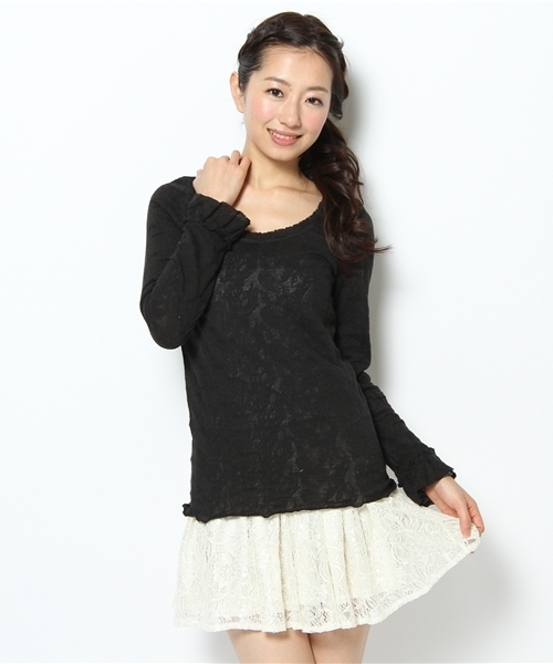 Auntie Rosa（アンティローザ）の「ペイズリージャガードカットソー（Tシャツ/カットソー・レディース・ナチュラル/ホワイト/ブラック・FREE）」の2枚目の写真