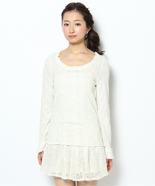 Auntie Rosa（アンティローザ）の「ペイズリージャガードカットソー（Tシャツ/カットソー・レディース・ナチュラル/ホワイト/ブラック・FREE）」の4枚目の写真