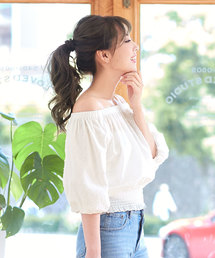 コットンドビー2Wayオフショルダートップス