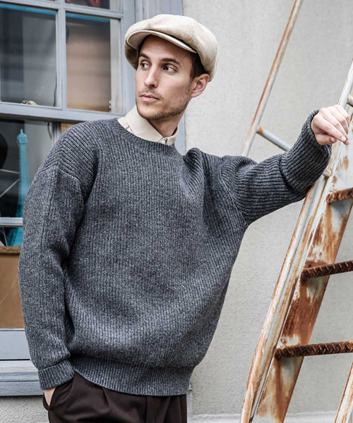 MR.OLIVE(ミスターオリーブ)の「LAMB WOOL 5G KNIT / BIG SILHOUTTE AZE SWEATER(ニット/セーター・メンズ・ブラック/グレー/ベージュ/ネイビー・SMALL/MEDIUM/LARGE)」の3枚目の写真