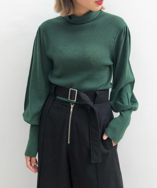 Ameri(アメリ)の「PUFF TURTLE KNIT(ニット/セーター・レディース・ブラック/ブラウン/グリーン・FREE)」の1枚目の写真