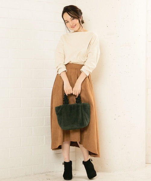 KOBE LETTUCE（コウベレタス）の「フリルハンドルふわふわファーミニトートバッグ＊鞄/BAG/レディース[B1188]神戸レタス（トートバッグ・レディース・ダークブラウン/ベージュ/グリーン・FREE）」の13枚目の写真