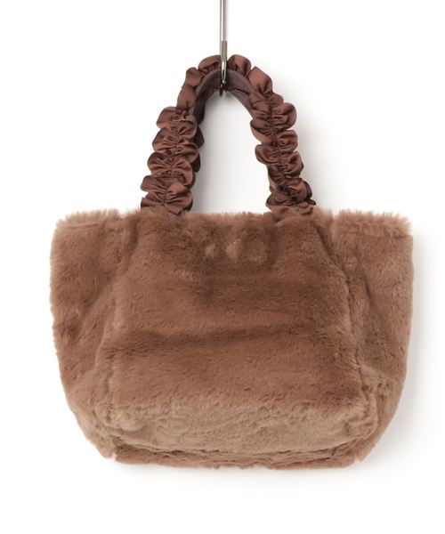 KOBE LETTUCE（コウベレタス）の「フリルハンドルふわふわファーミニトートバッグ＊鞄/BAG/レディース[B1188]神戸レタス（トートバッグ・レディース・ダークブラウン/ベージュ/グリーン・FREE）」の4枚目の写真