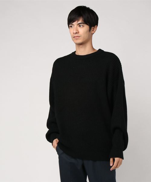 WEGO(ウィゴー)の「WEGO VINTAGE/5GG クルーネックプルオーバーニット(ニット/セーター・メンズ・ブラック/キャメル/ライトベージュ・MEDIUM/LARGE)」の2枚目の写真