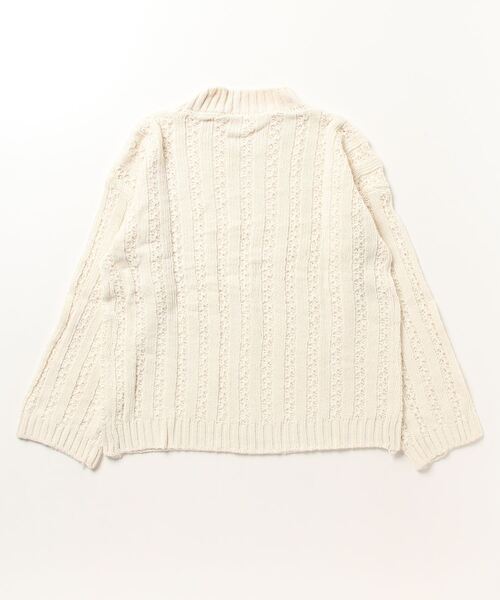 STYLEBLOCK(スタイルブロック)の「ストライプ柄編みハイネックビッグニット(ニット/セーター・レディース・ブラック/ベージュ/グリーン/マスタード・FREE)」の5枚目の写真