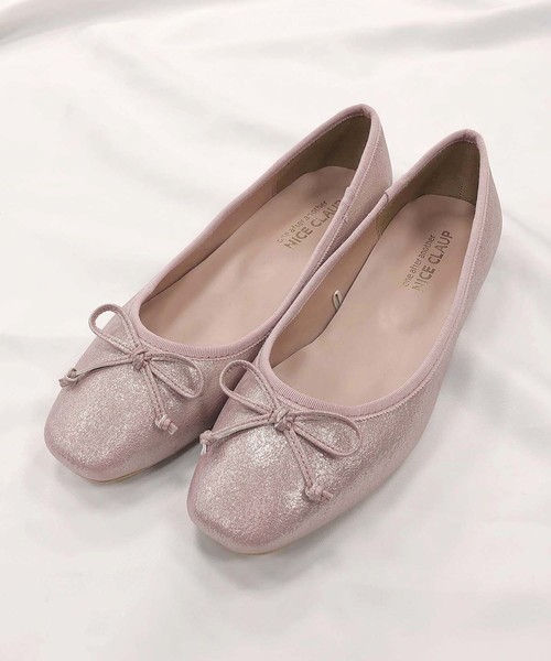 one after another NICE CLAUP（ワンアフターアナザーナイスクラップ）の「【WEB STORE限定】スクエアトゥバレエシューズ（バレエシューズ・レディース・ベージュ/ピンク系その他・SS/S/M/L/LL）」の2枚目の写真