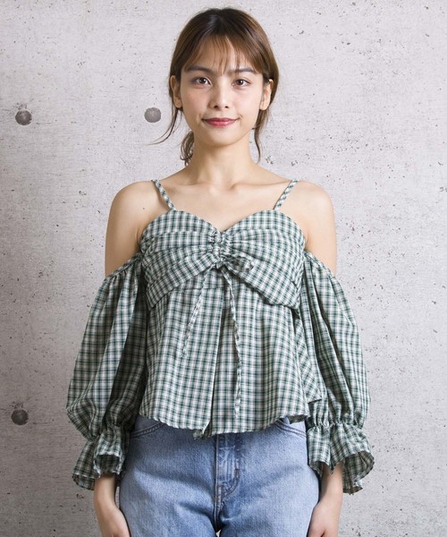 LUGG NAGG(ラグナグ)の「【Jewelobe/ ジュエローブ】 オフショルチェックトップス(その他トップス・レディース・ブラック/ネイビー/レッド/グリーン・FREE)」の10枚目の写真