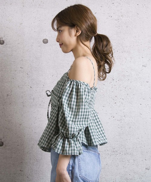 LUGG NAGG(ラグナグ)の「【Jewelobe/ ジュエローブ】 オフショルチェックトップス(その他トップス・レディース・ブラック/ネイビー/レッド/グリーン・FREE)」の11枚目の写真