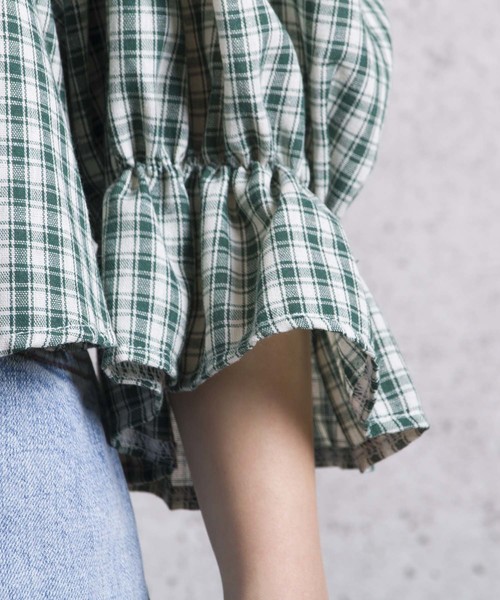 LUGG NAGG(ラグナグ)の「【Jewelobe/ ジュエローブ】 オフショルチェックトップス(その他トップス・レディース・ブラック/ネイビー/レッド/グリーン・FREE)」の5枚目の写真