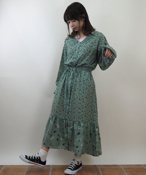 tiptop（ティップトップ）の「花柄切り替えウエストドロスト