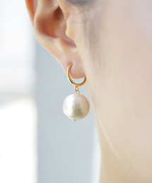 コットンパールフープイヤリング