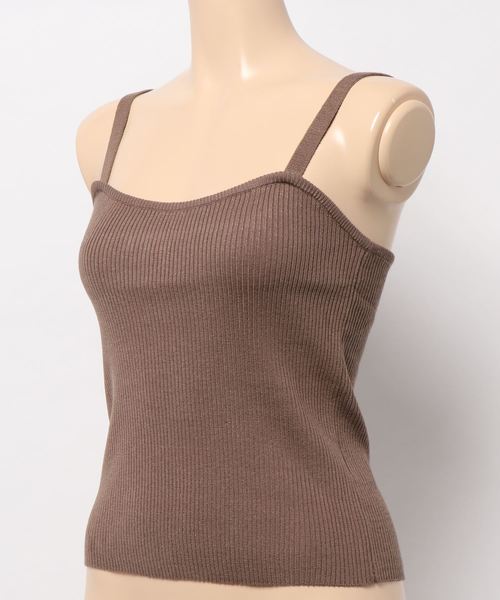 KOBE LETTUCE（コウベレタス）の「スクエアネックリブニットキャミソール（キャミソール・レディース・モカ/ピンク/オフホワイト/ブラック・FREE）」の6枚目の写真