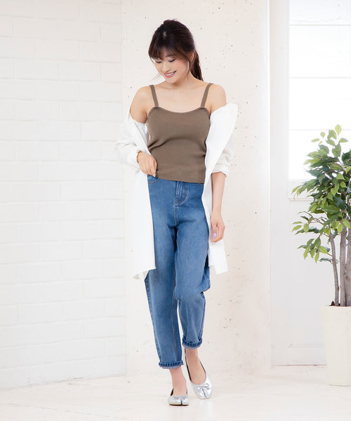 KOBE LETTUCE（コウベレタス）の「スクエアネックリブニットキャミソール（キャミソール・レディース・モカ/ピンク/オフホワイト/ブラック・FREE）」の12枚目の写真