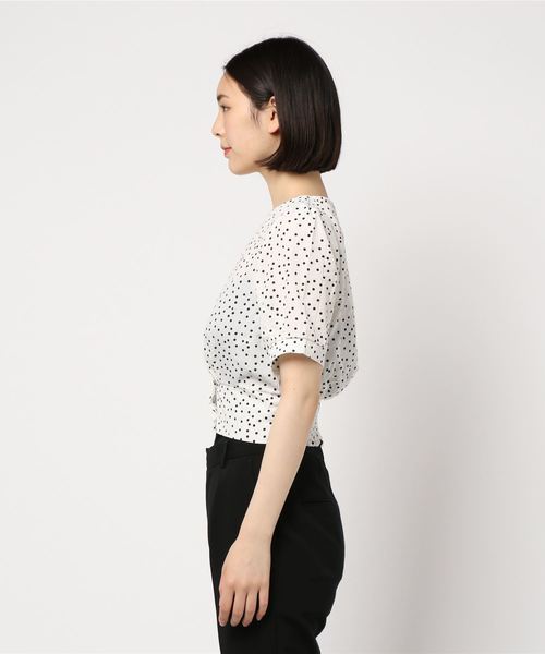 KOBE LETTUCE（コウベレタス）の「ドット柄Vネック半袖ブラウス（シャツ/ブラウス・レディース・ブラック/レッド/オフホワイト・FREE）」の5枚目の写真