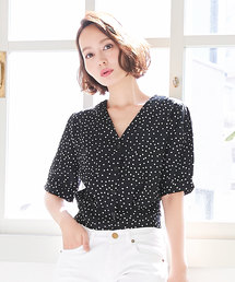 KOBE LETTUCE | ドット柄Vネック半袖ブラウス(シャツ/ブラウス)