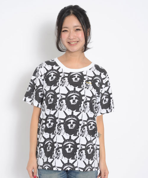 X-girl（エックスガール）の「STATUE S/S BIG TEE（Tシャツ/カットソー・レディース・ホワイト/アッシュグレー/ライトグリーン・ONE SIZE）」の2枚目の写真