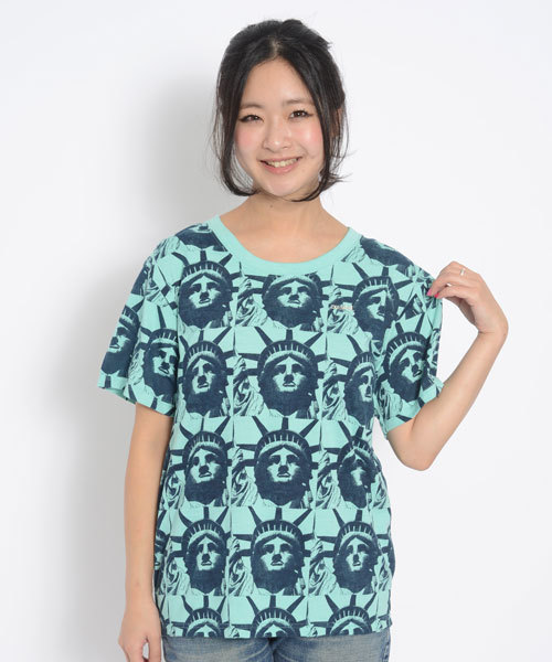 X-girl（エックスガール）の「STATUE S/S BIG TEE（Tシャツ/カットソー・レディース・ホワイト/アッシュグレー/ライトグリーン・ONE SIZE）」の3枚目の写真