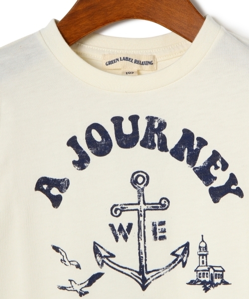 green label relaxing（グリーンレーベルリラクシング）の「【KIDS】テンジク マリンプリント 7分丈（Tシャツ/カットソー・キッズ・オフホワイト/コバルトブルー・125/115/105/95/135）」の5枚目の写真