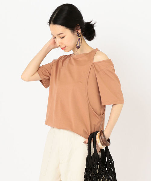 SHIPS（シップス）の「Prefer SHIPS:アシンメトリーショートスリーブカットソー（Tシャツ/カットソー・レディース・ブラック/ライトホワイト/ピンク/ライトグリーン・ONE SIZE）」の4枚目の写真