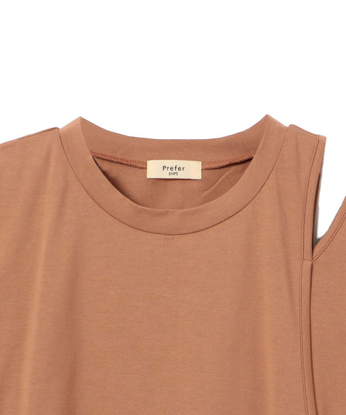 SHIPS（シップス）の「Prefer SHIPS:アシンメトリーショートスリーブカットソー（Tシャツ/カットソー・レディース・ブラック/ライトホワイト/ピンク/ライトグリーン・ONE SIZE）」の5枚目の写真