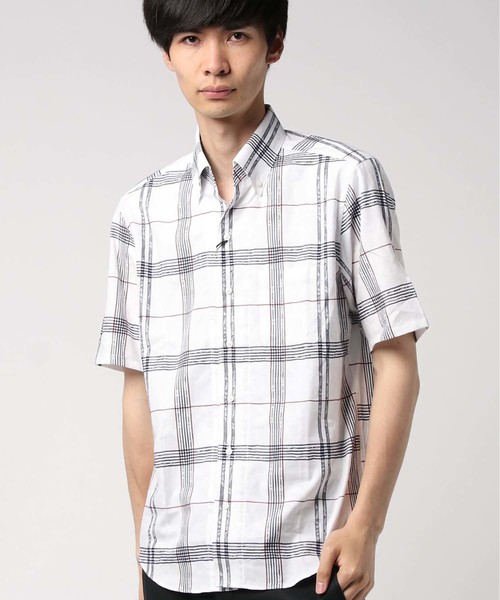 MEN'S BIGI（メンズビギ）の「ボタニカルジャガードチェックシャツ（シャツ/ブラウス・メンズ・ホワイト/ネイビー・LL/S/M/L）」の2枚目の写真