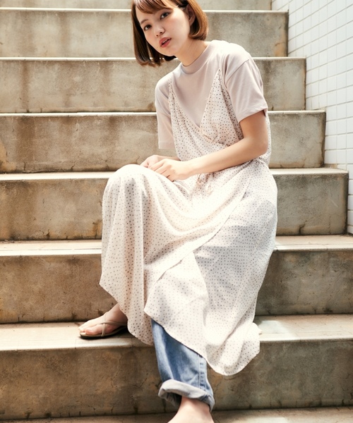 cepo(セポ)の「ドット柄シフォンキャミワンピース(ワンピース・レディース・ブラック系その他5/ホワイト系その他5/ブラウン系5・M)」の2枚目の写真