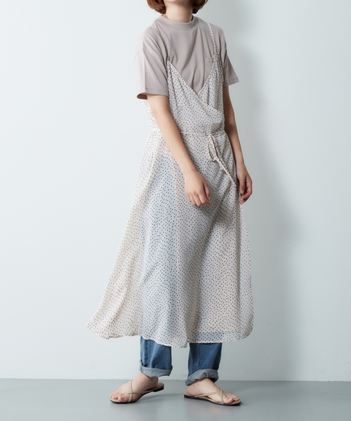 セール】ドット柄シフォンキャミワンピース（ワンピース）｜cepo