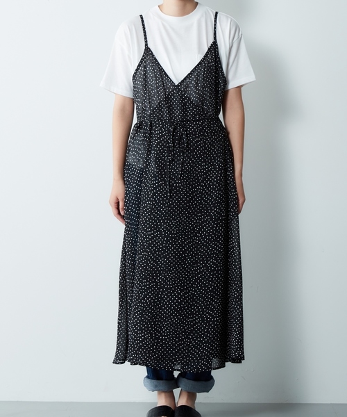 cepo(セポ)の「ドット柄シフォンキャミワンピース(ワンピース・レディース・ブラック系その他5/ホワイト系その他5/ブラウン系5・M)」の14枚目の写真