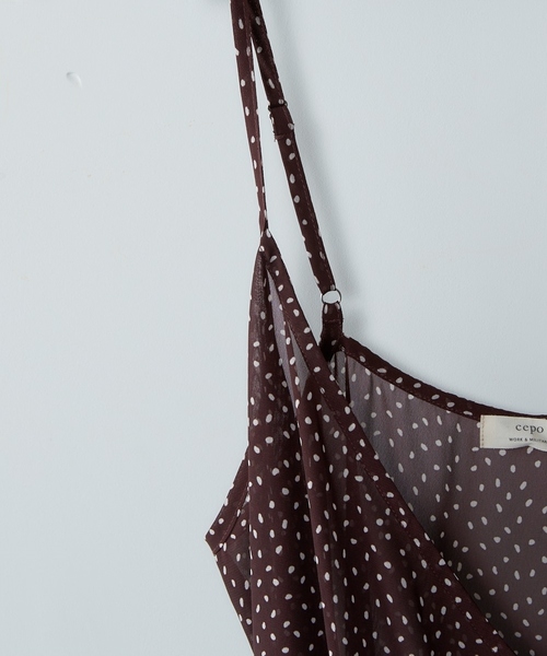cepo(セポ)の「ドット柄シフォンキャミワンピース(ワンピース・レディース・ブラック系その他5/ホワイト系その他5/ブラウン系5・M)」の9枚目の写真