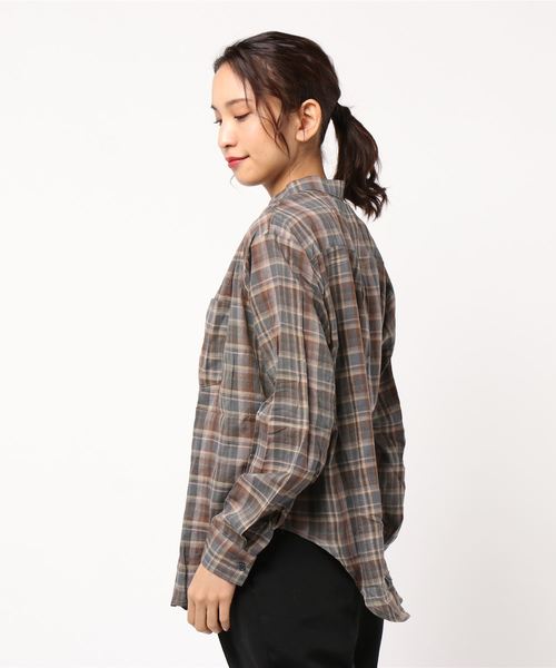 fifth(フィフス)の「ノーカラーチェックシャツ(シャツ/ブラウス・レディース・ブラウン・MEDIUM)」の6枚目の写真