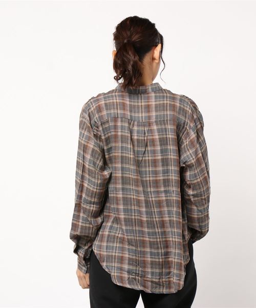 fifth(フィフス)の「ノーカラーチェックシャツ(シャツ/ブラウス・レディース・ブラウン・MEDIUM)」の3枚目の写真