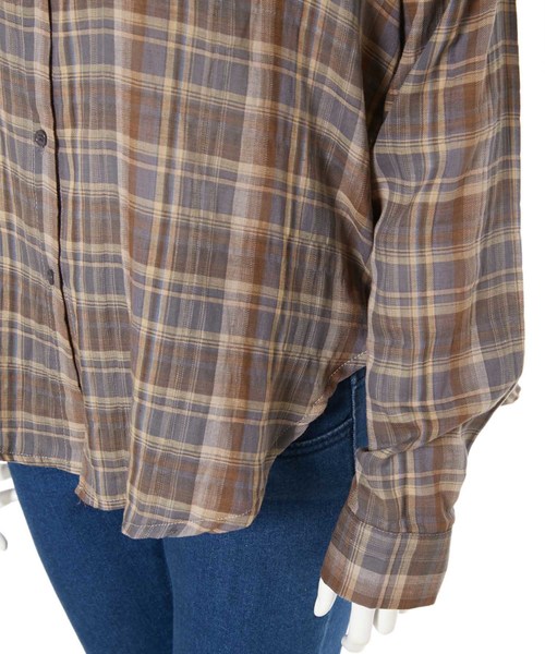 fifth(フィフス)の「ノーカラーチェックシャツ(シャツ/ブラウス・レディース・ブラウン・MEDIUM)」の5枚目の写真