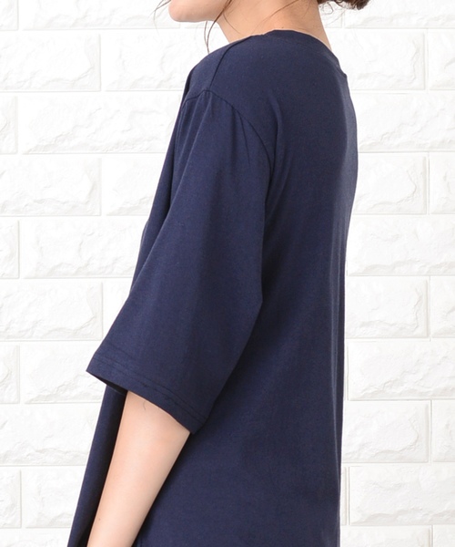 Lace Ladies（レースレディース）の「シンプル無地半袖ロングTシャツワンピース（ワンピース・レディース・ブラック/ネイビー/グレー/グリーン/ブルーグレー/ベージュ・FREE）」の22枚目の写真