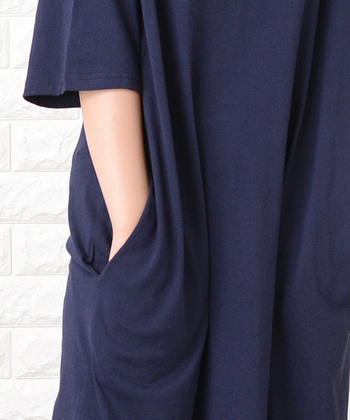 Lace Ladies（レースレディース）の「シンプル無地半袖ロングTシャツワンピース（ワンピース・レディース・ブラック/ネイビー/グレー/グリーン/ブルーグレー/ベージュ・FREE）」の13枚目の写真