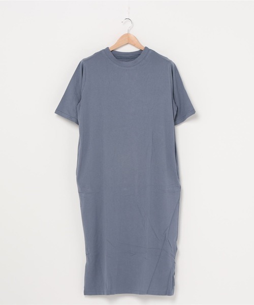 セール】シンプル無地半袖ロングTシャツワンピース（ワンピース