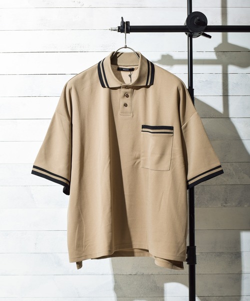 B.I.D.（ビーアイディー）の「梨地BIGポロシャツ（シャツ/ブラウス・レディース・ブラウン/チャコールグレー/ブラック/グレイッシュベージュ・FREE）」の6枚目の写真