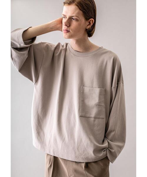 MONKEY TIME(モンキータイム)の「<monkey time> MILANO RIB WIDE SLEEVE CN/ニット(Tシャツ/カットソー・メンズ・ベージュ/ブラック・L/XL/S/M)」の6枚目の写真