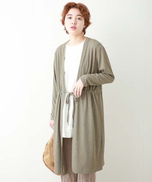 MARLENE JOBERT(マルレーヌ ジョベル)の「リブウエストドロストトッパー(カーディガン/ボレロ・レディース・ベージュ/オフホワイト/ネイビー/ライトカーキ/杢グレー・M/L)」の1枚目の写真