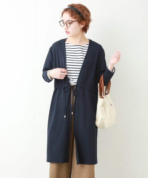 MARLENE JOBERT(マルレーヌ ジョベル)の「リブウエストドロストトッパー(カーディガン/ボレロ・レディース・ベージュ/オフホワイト/ネイビー/ライトカーキ/杢グレー・M/L)」の5枚目の写真