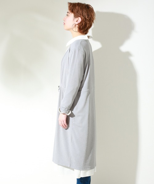 MARLENE JOBERT(マルレーヌ ジョベル)の「リブウエストドロストトッパー(カーディガン/ボレロ・レディース・ベージュ/オフホワイト/ネイビー/ライトカーキ/杢グレー・M/L)」の9枚目の写真