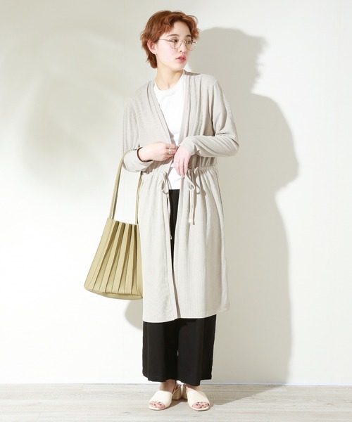 MARLENE JOBERT(マルレーヌ ジョベル)の「リブウエストドロストトッパー(カーディガン/ボレロ・レディース・ベージュ/オフホワイト/ネイビー/ライトカーキ/杢グレー・M/L)」の21枚目の写真