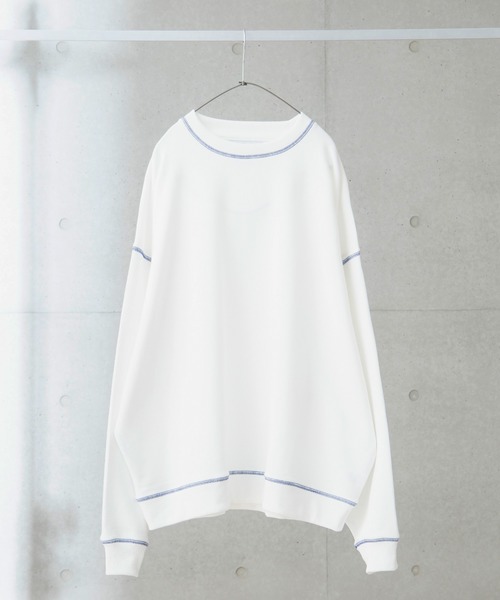 anown（アノン）の「ドルマンスリーブステッチ配色ビッグスウェット【ファッションインフルエンサー tai×anown 限定コラボ】（スウェット・メンズ・ホワイト/ブラック/モカ・M/L）」の4枚目の写真