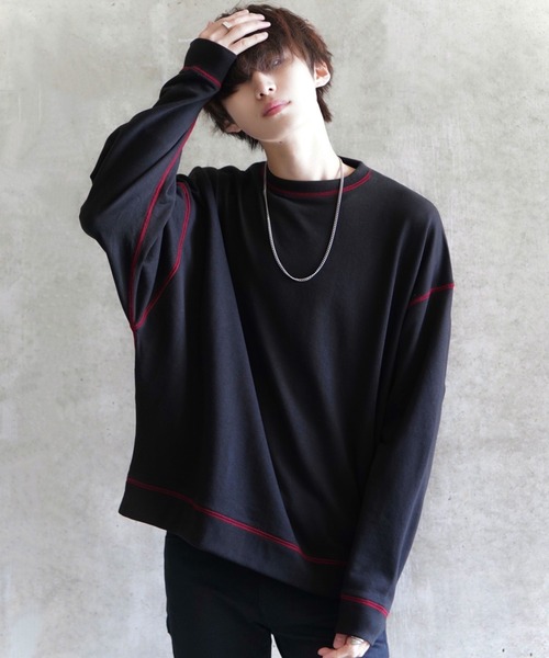 anown（アノン）の「ドルマンスリーブステッチ配色ビッグスウェット【ファッションインフルエンサー tai×anown 限定コラボ】（スウェット・メンズ・ホワイト/ブラック/モカ・M/L）」の15枚目の写真